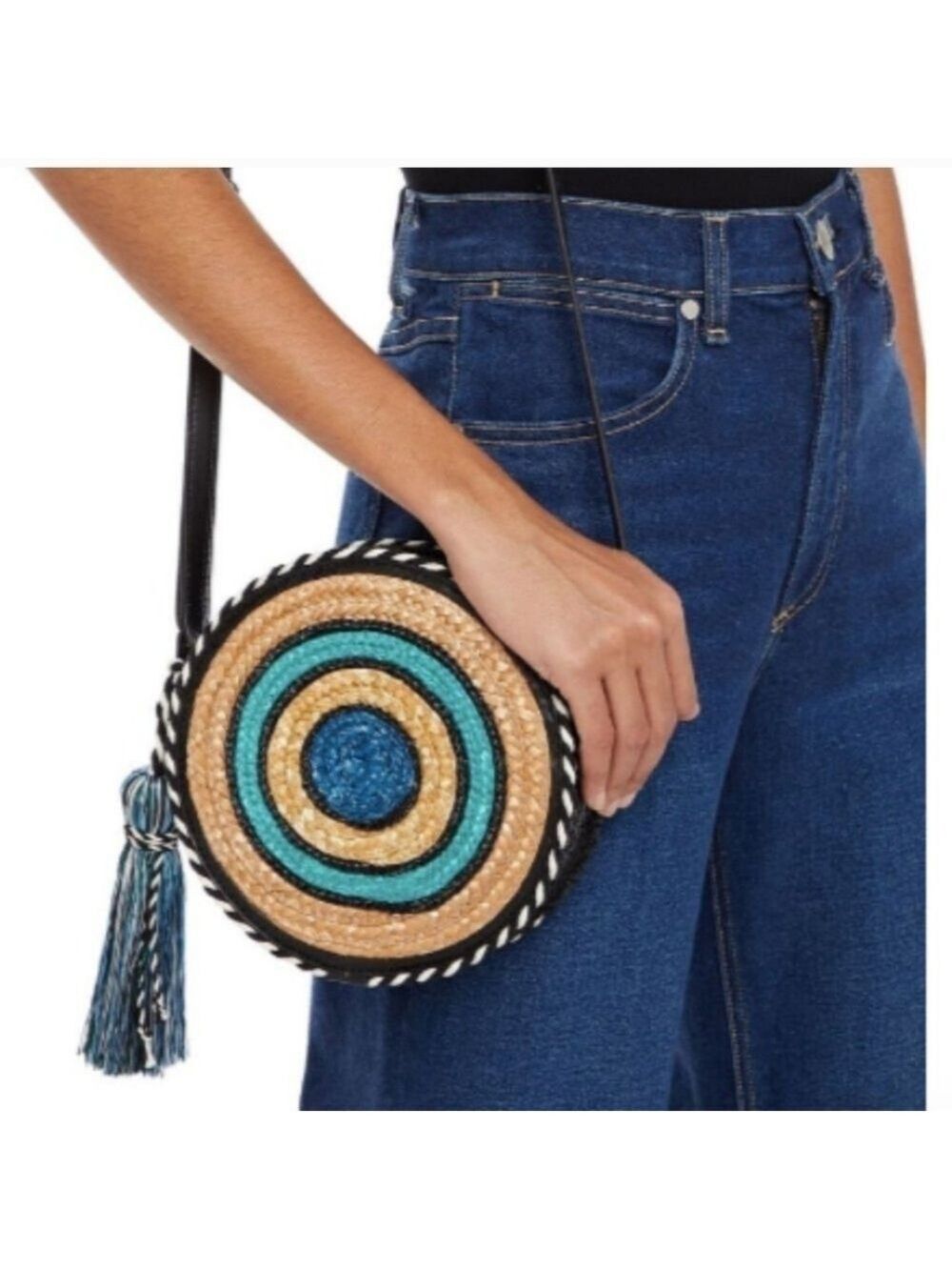 Rebecca Minkoff Straw Colorblock Crossbody Bag
